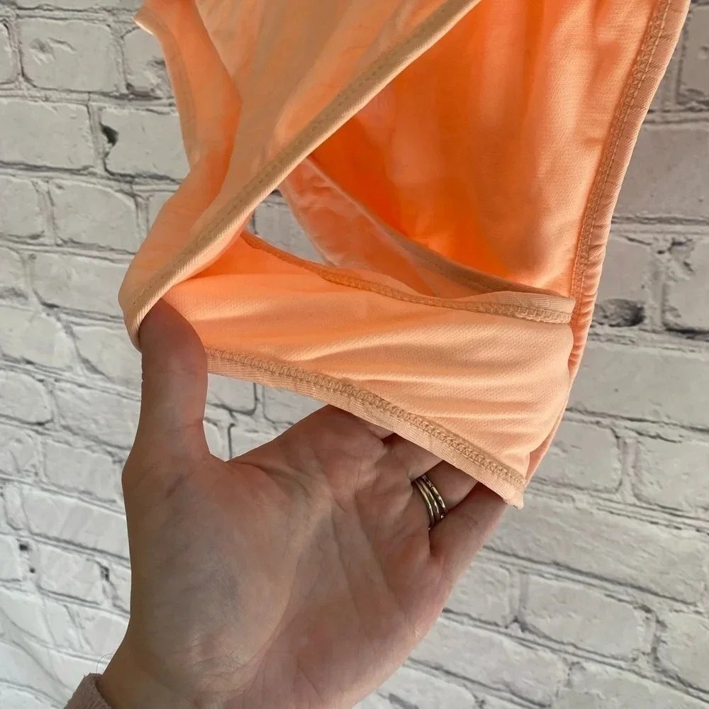 5/$20 Women’s Cabana Del Sol Light Neon Orange High Waisted Bikini Bottom Medium
